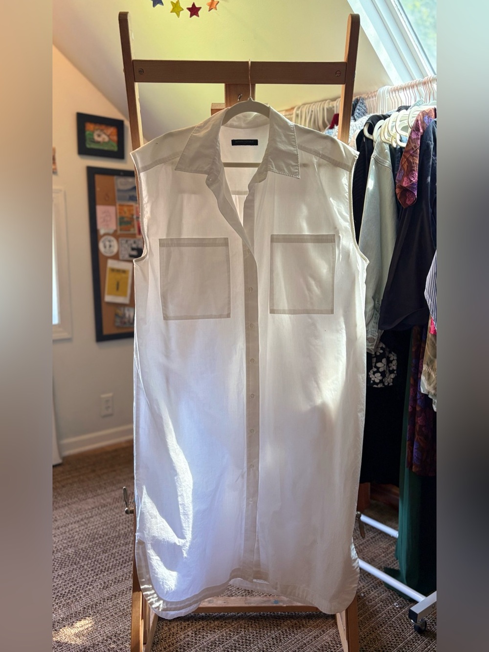 Banana Republic Sleeveless Shirt Dress | White | size XL & FREE NWT Jean Jacket